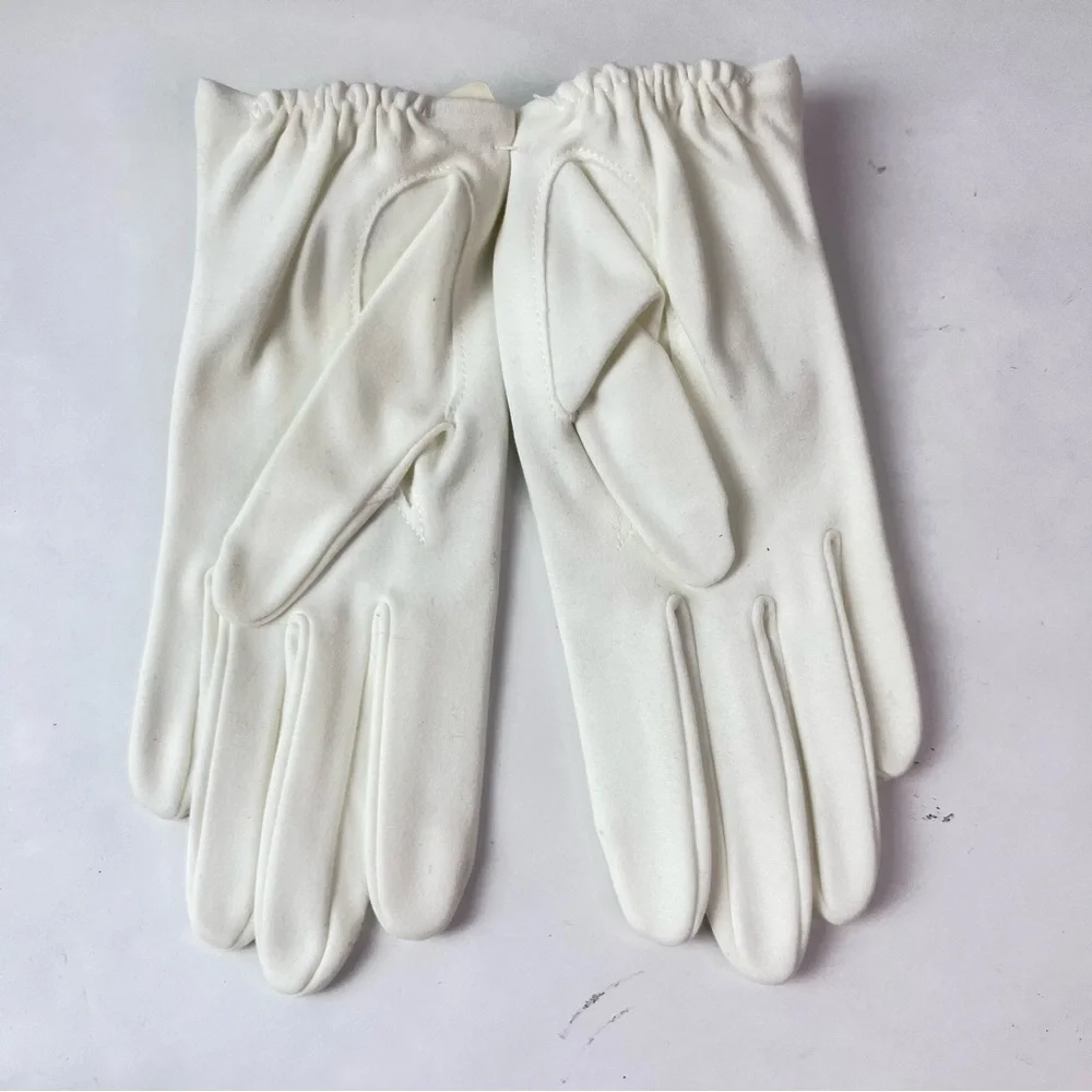 Hansen Vintage Elegant 100% Cotton White Gloves with Blue Lace Trim Size 6 NWT